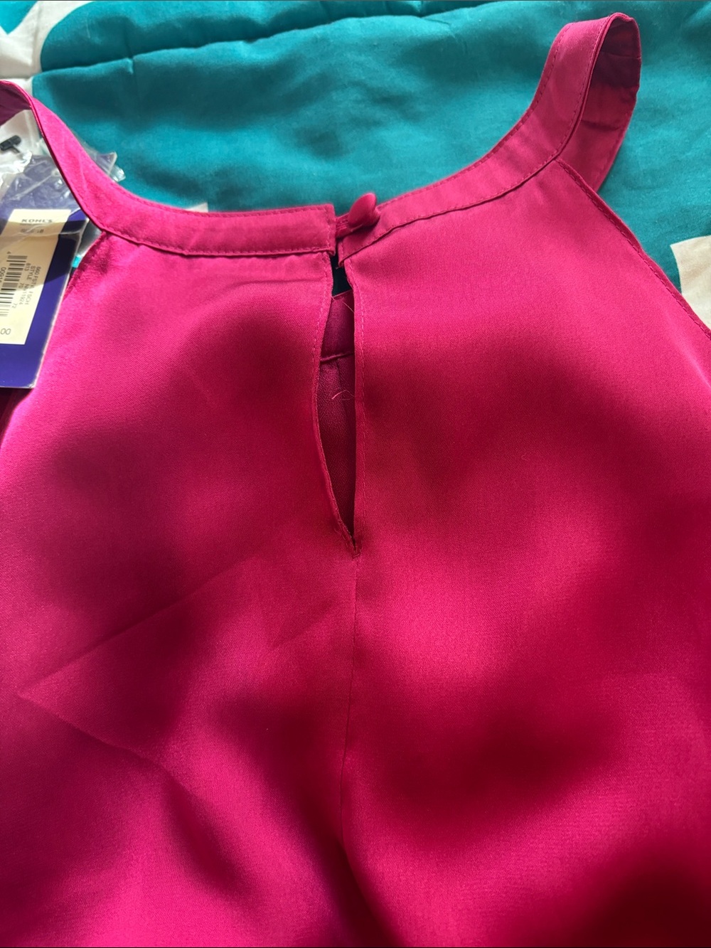 Women’s Fuchsia Ruffle Halter Dress - Picture 6 of 7